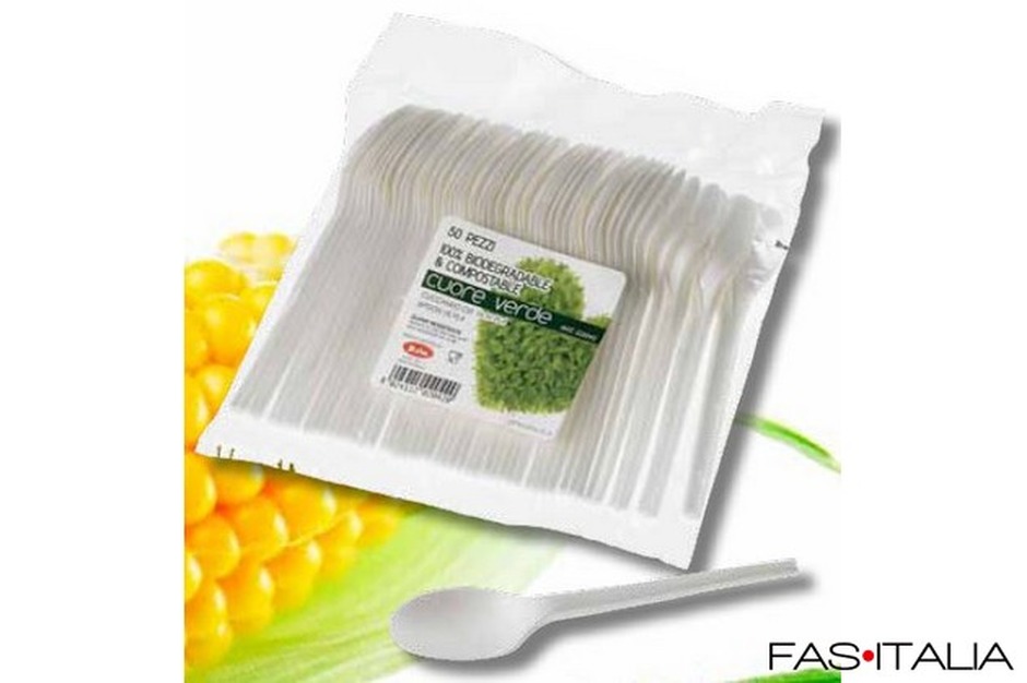 Cucchiaio biodegradabile in mais PLA 50 pz