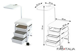 Sgabello pedicure-manicure imbottito 3 cassetti