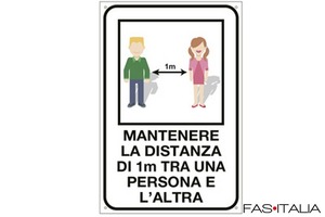 Cartello per vetrofanie MANTENERE DISTANZA
