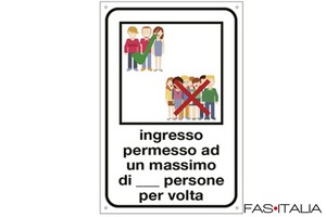 Etichetta  20x30cm INGRESSO MAX./ N. PERSONE