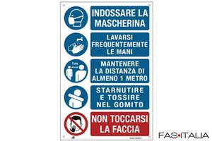 Cartello alluminio 20x30 disposizioni igieniche generali